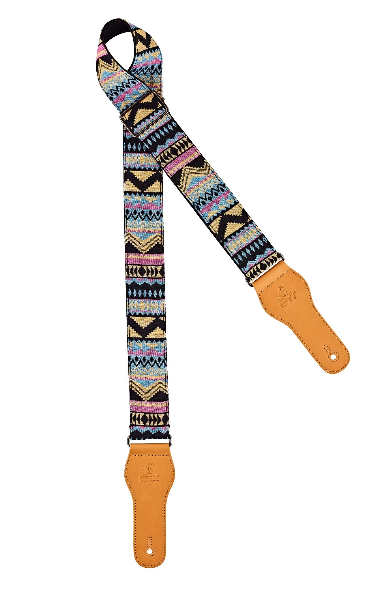 Ortega Guitars Adjustable Guitar Strap - Acoustic Guitar / Bass, Electric Guitar / Bass - World Series - Cotton, Indian Sky (OCS-400)
