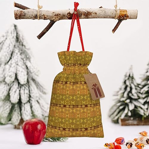 Miniatura 8 de Christmas Gift Bag, Ethnic African Pattern With Adinkra Simbols Drawstring Burlap Gift Bags Xmas Wrapping Bags For Wedding Favors Candy Bags Party