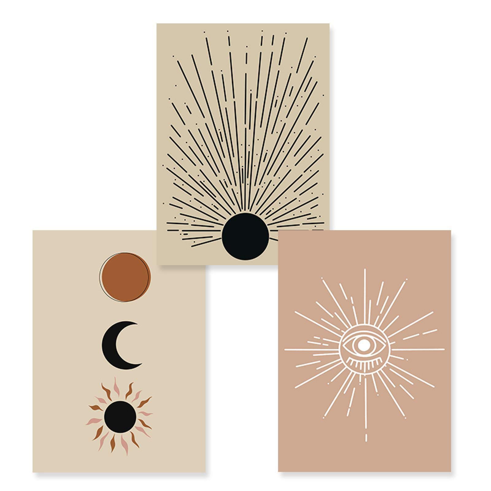 Décor Salon Salon Triste ? Triptyque Abstrait Soleil et Lune 30x40cm - 8