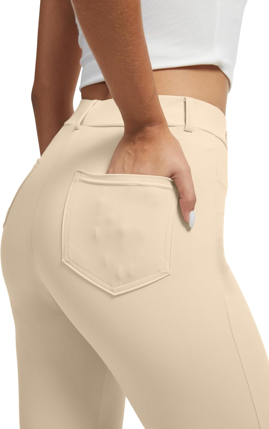 VIMPEP Women’s Stretchy Yoga Dress Pants High Rise Straight Leg with Pockets Casual Petite/Regular 1202