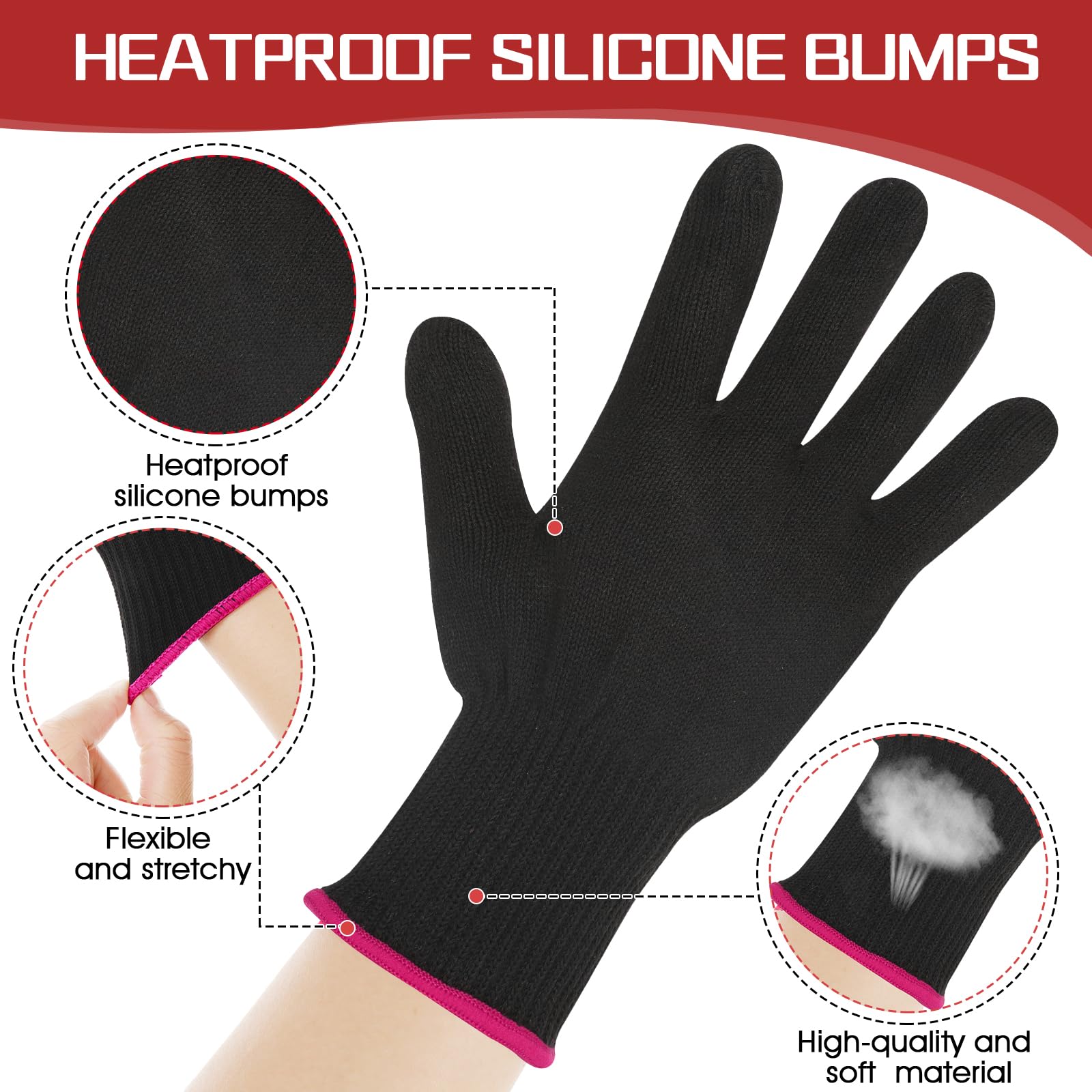Gants de coiffure WLLHYF professionnels résistant à la chaleur pour fer à friser et fer à lisser, gants de blocage de la chaleur pour les mains gauche et droite - 1 pièce