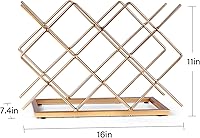 Vista 8 de Estante de vino para encimera, 10 botellas, moderno, de metal dorado, pequeño, soporte de vino de mesa para gabinete, despensa, almacenamiento