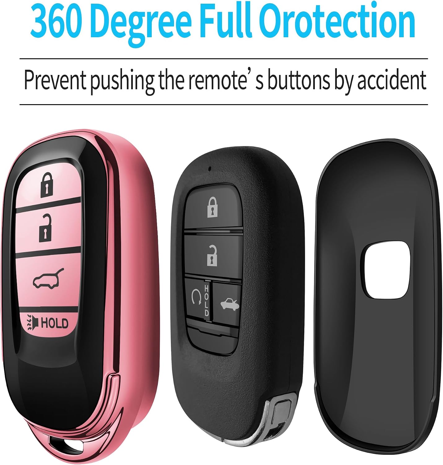 for Honda Key Fob Cover with Keychain Soft TPU 360 Degree Protection Key Shell Case for 2022 2023 2024 2025 2026 Accord Civic HR-V CR-V Pilot Passport Sport SI EX EX-L Touring(Pink) image 4