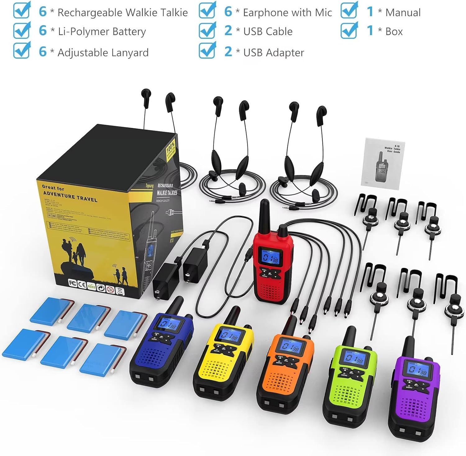 Contents of the Topsung K10 Walkie Talkie package