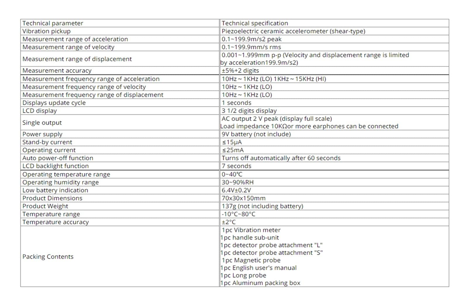 Medidor de Vibraciones, As63b Medidor de vibración dividido Acelerómetro alta precisión digital Tester