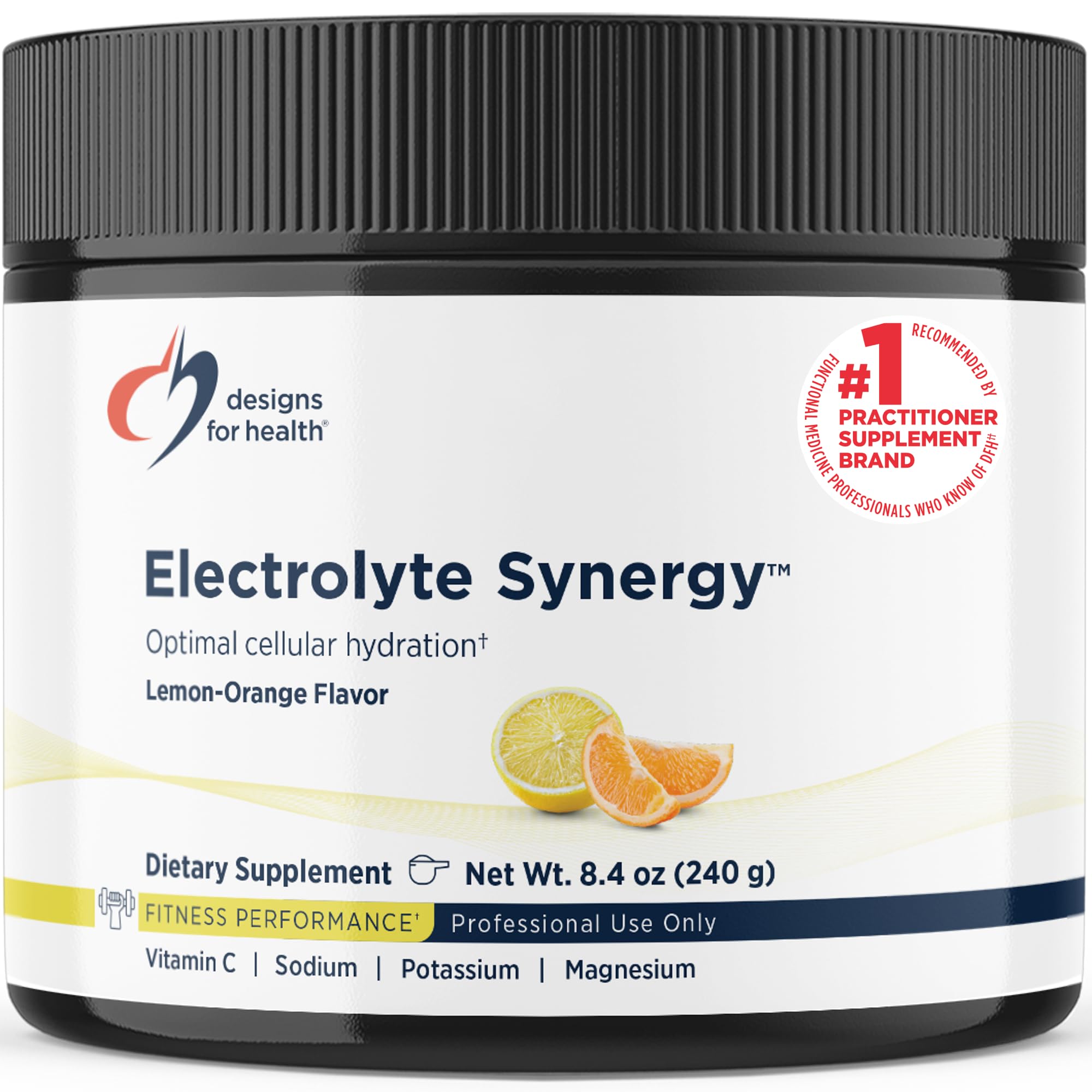 Electrolyte Synergy Powder - Hydration Support Drink Mix Powder Supplement with Vitamin C, D-Ribose + Antioxidants - Natural Lemon-Orange Flavor (30 Servings / 240g)