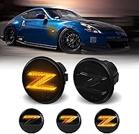 Vista 1 de Luces LED secuenciales laterales para Nissan 370z Z34 2009-2020, 350z Z33 2003-2009 Lámparas de señal de giro 26160-1EK0A 26165-1EK0A, lente Lente