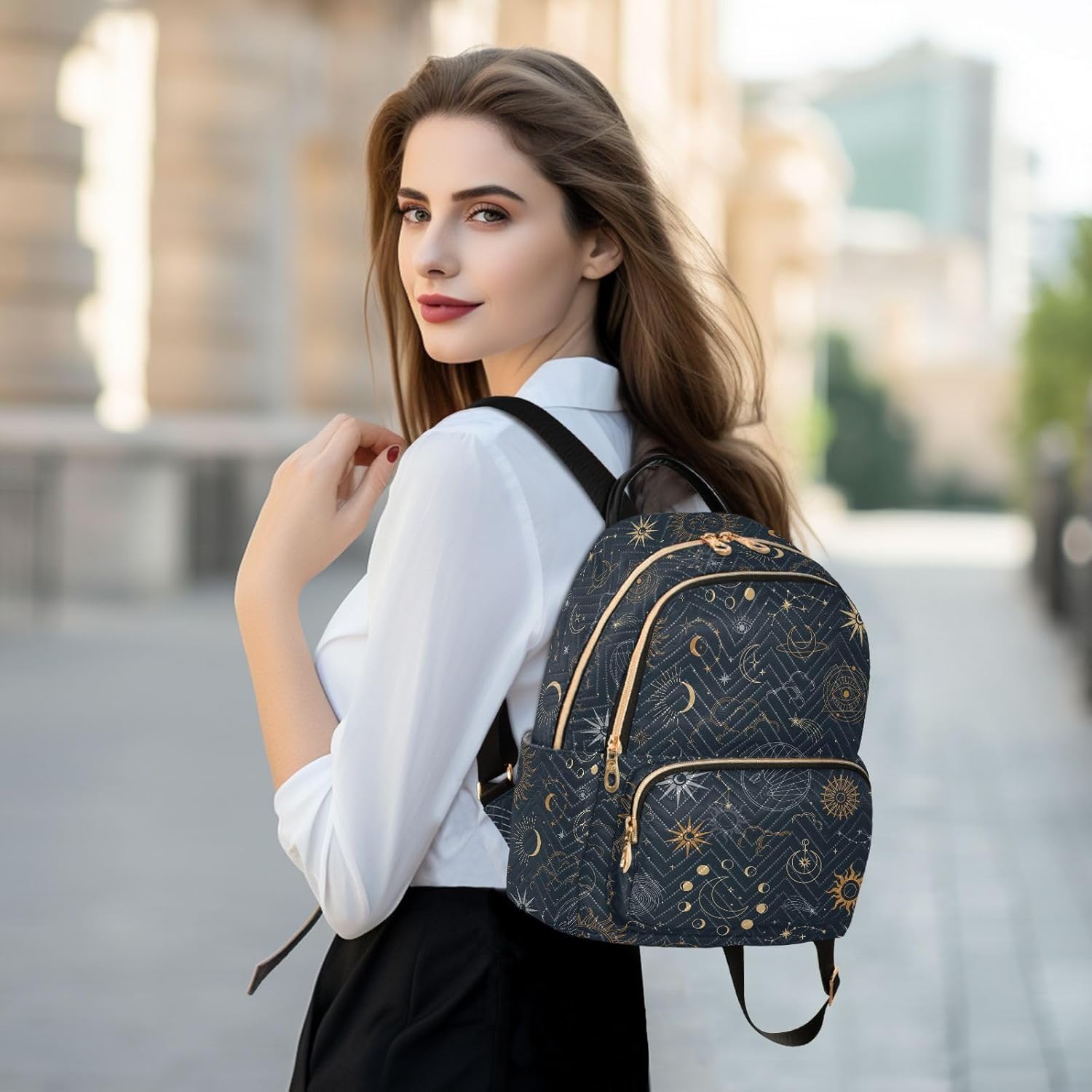 Mini Backpack Magic Constellation Sun Moon Fashion Backpack Purse for Women,Handbag Shoulder Bag Casual Daypack, Ladies Gift for College Work (S)