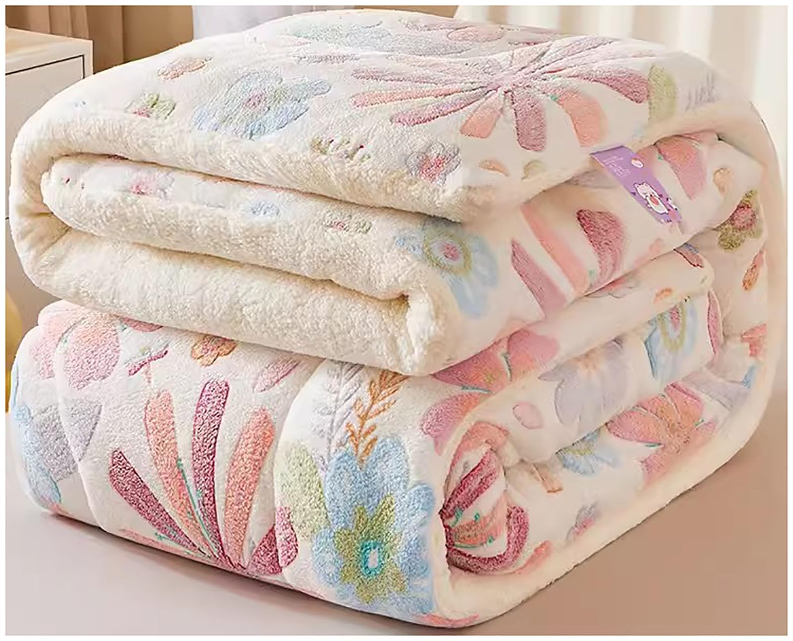 ZTGL Thickened Super Soft Warm Lamb Fleece Quilt, Winter Velvet Fleece Comforter Core, Double-Sided Blankets, 3-Layer Luxury Thick Bed Blanket Heavy Warm for Winter,D,200X230cm(5kg)