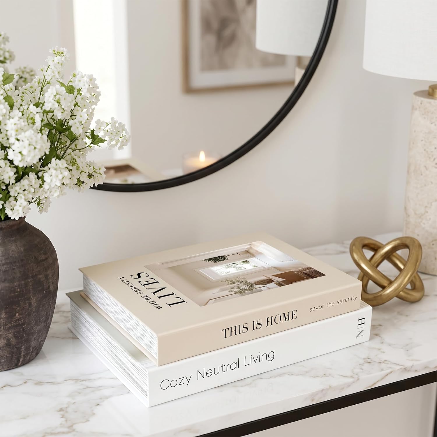 Decorative Books for Neutral Home, Fake Books Boxes for Coffee Table Decor