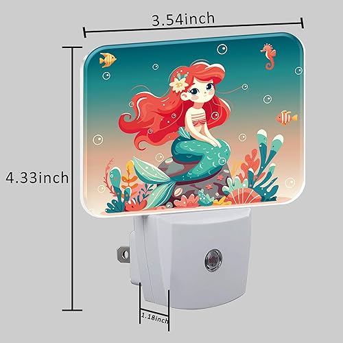 Miniatura 5 de Hermosa luz nocturna de sirena para niños, luz nocturna LED de sirena para niña, enchufable a la pared con sensor de atardecer a amanecer para