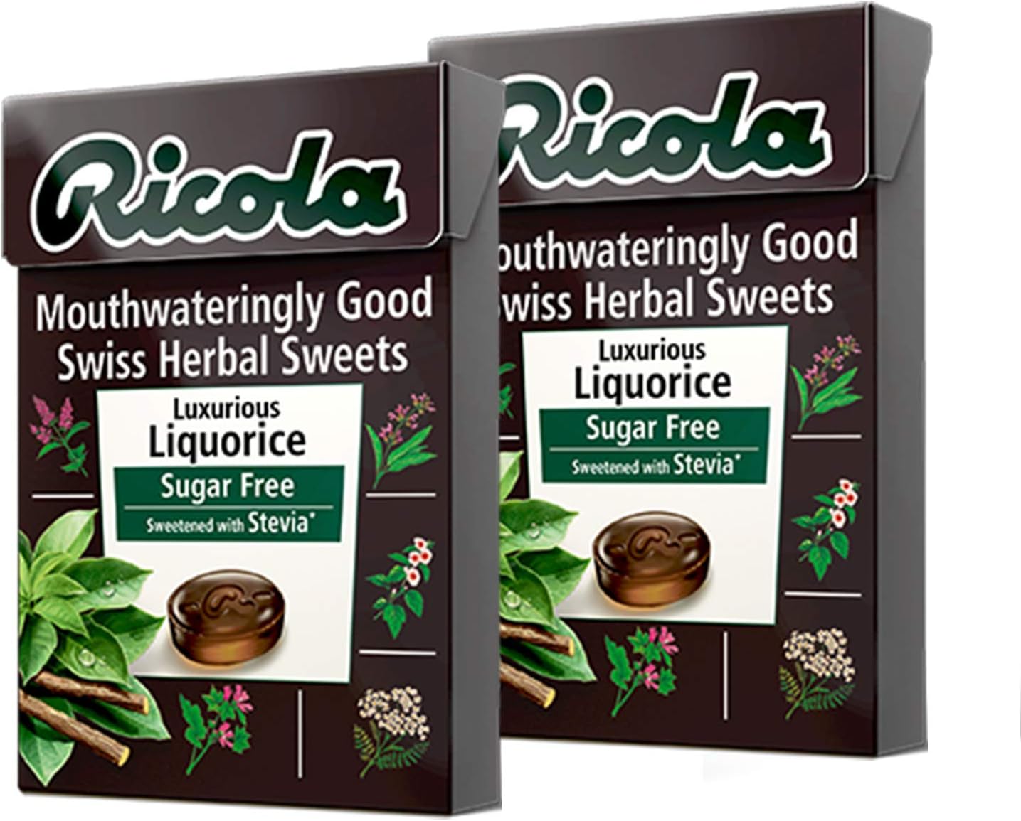 Ricola Sugar Free Liquorice Drops Pack of 2 Pouch, 2 x 45 g