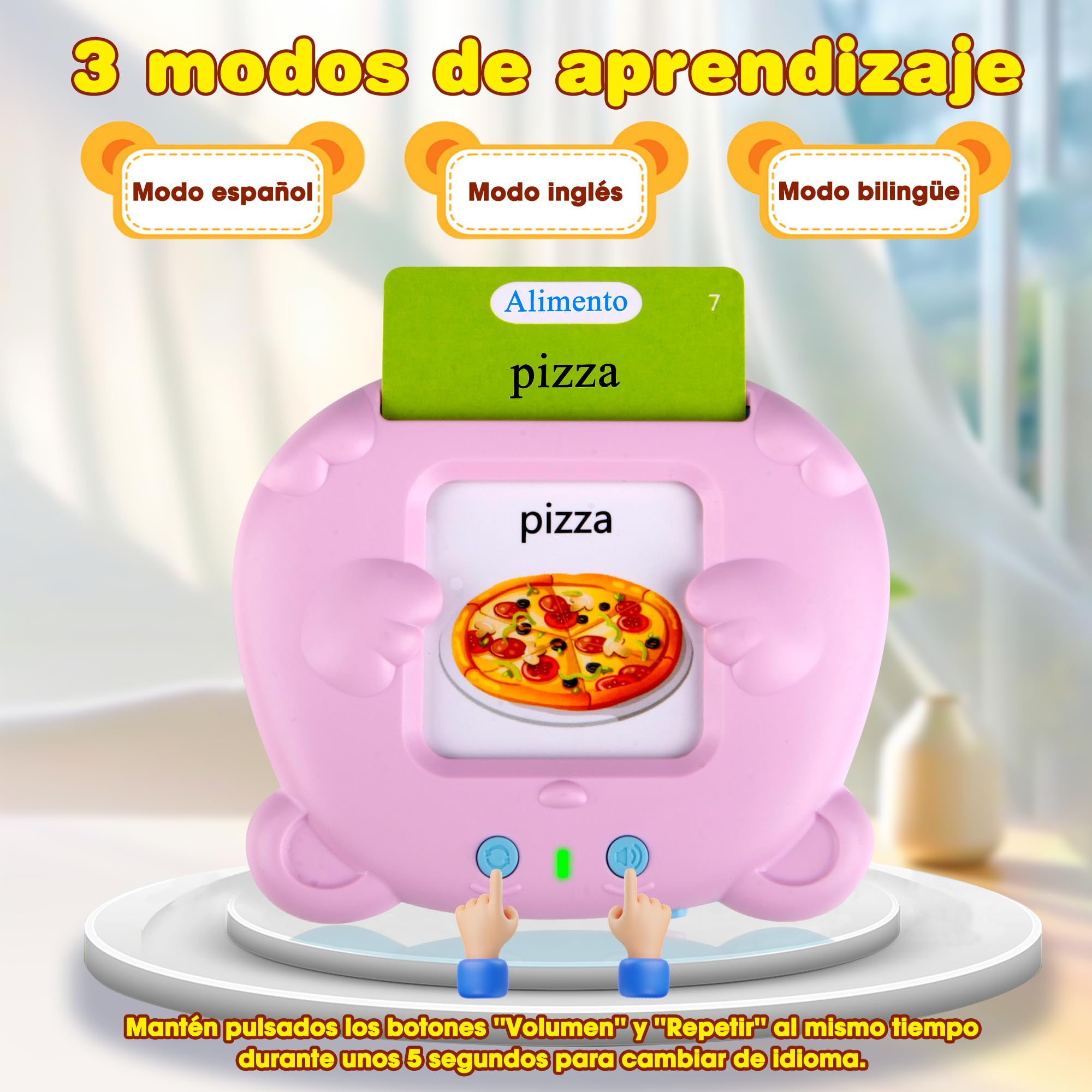 510 Cartes Flash parlantes pour Enfants Rose