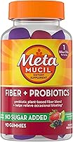 Metamucil Fiber Gummies with Probiotics: No Sugar Added, 5g Prebiotic Fiber for Bloating Relief, Strawberry Kiwi Blackberry, 90 Ct