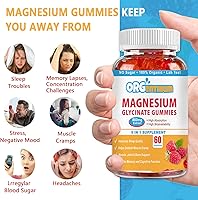 Vista 3 de Gomitas de glicinato de magnesio de 500 mg con L-treonato, vitamina D, B6, potasio y CoQ10 Fórmula compleja sin azúcar para una mejor calidad