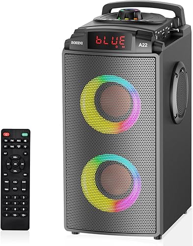 Bluetooth Speaker, 80W(Peak) Wireless Portable Big Speakers with Subwoofer, TWS Pairing and Led Lights, Loud Stereo Sound, EQ, Booming Bass, Outdoor