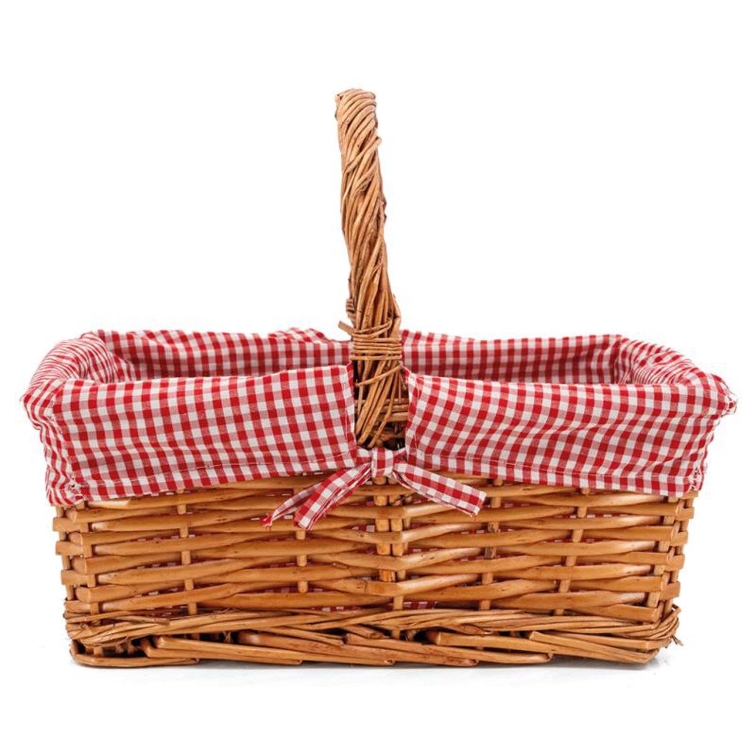 AUBRY GASPARD - Panier en Osier Fendu Teinté 32X23X13-25 cm avec Doublure Vichy 100% Coton - Idéal pour Le Rangement Dans Toutes Les Pièces De La Maison - Couleur Moderne - Taille Compacte