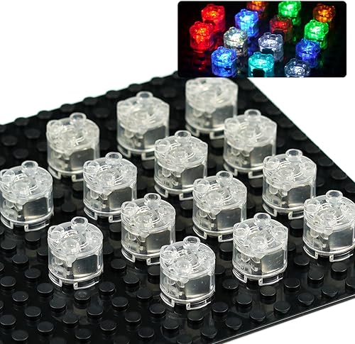 Kit de ladrillos de luces LED, 14 piezas de 2 x 3 accesorios transparentes clásicos, juego de ladrillos, compatible con las principales marcas