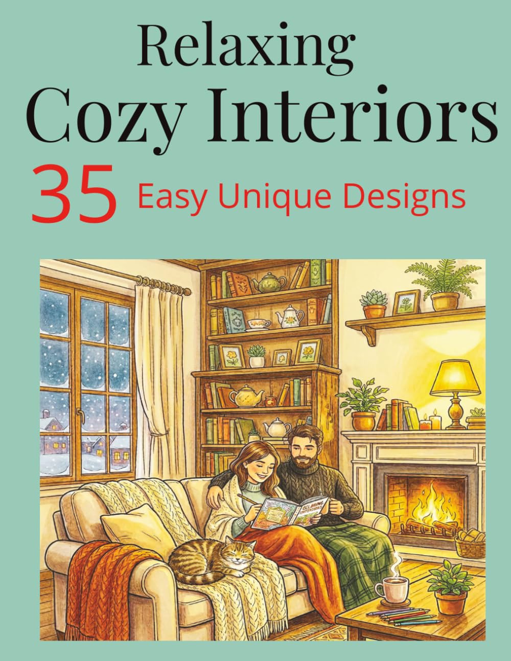 Relaxing Cozy Interiors: Coloring Book for Adults: 35 Cozy Rooms to Color for Stress Relief and Relaxation (JOMO – The Joy of Missing Out)