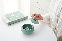 Vista 4 de Tarro de decoración de cerámica con tapa Decoración de oficina en casa antideslizante Cerámica Crema Amarillo