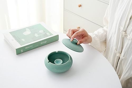 Miniatura 6 de Tarro de decoración de cerámica con tapa Decoración de oficina en casa antideslizante Cerámica Crema Amarillo