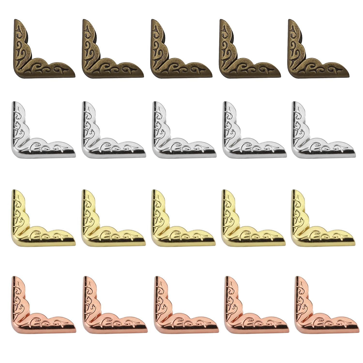 Lot de 200 protections d'angle en métal pour livres - Style vintage