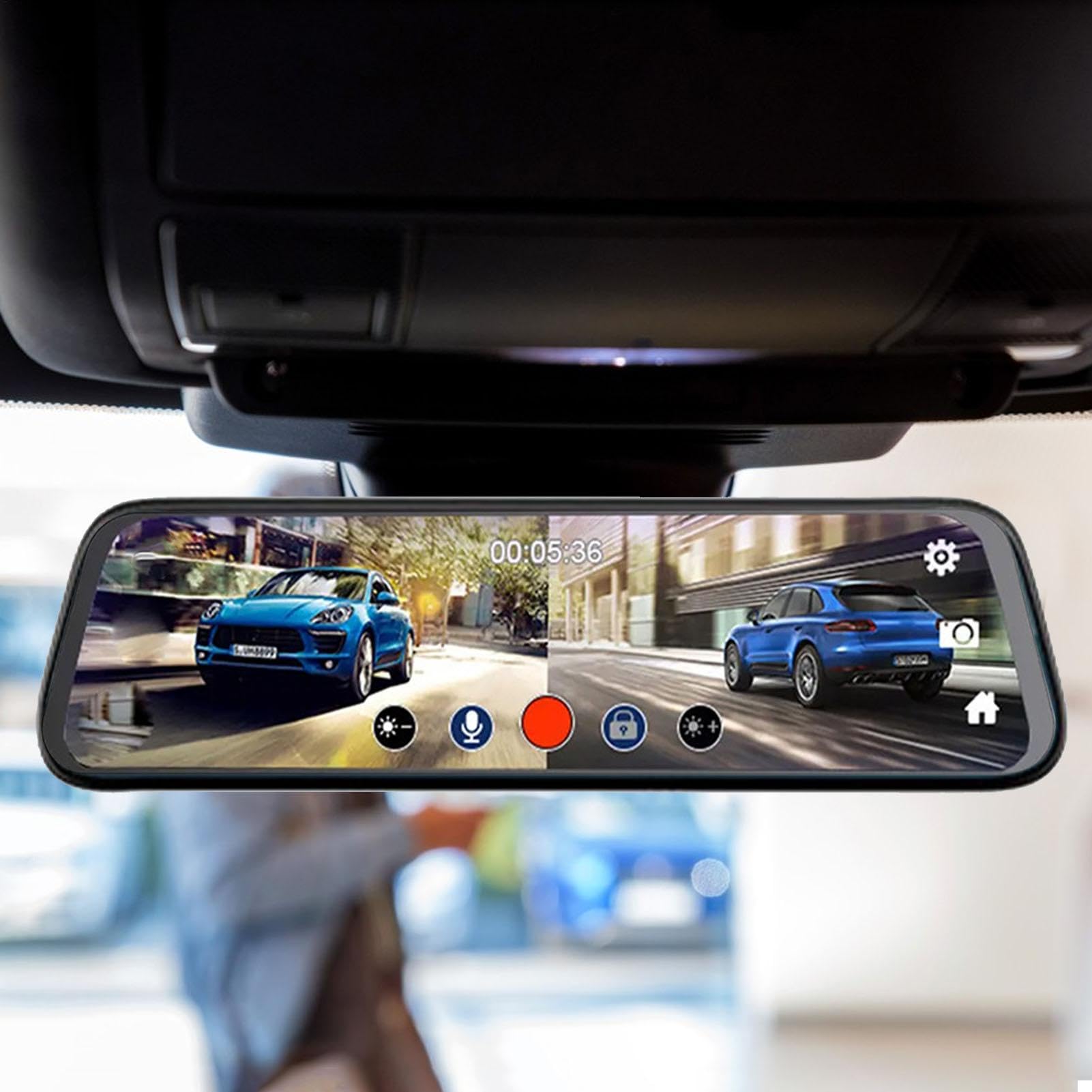 Dash CAM Mirror - Cámara De Espejo De 10 Pulgadas, Cámara Frontal Y