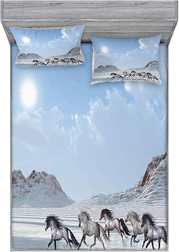 Miniatura 178 de Ambesonne Juego de sábanas bajeras y fundas de almohada occidentales, sombrero de vaquero con temática del salvaje oeste y cuerda de ganadería vieja