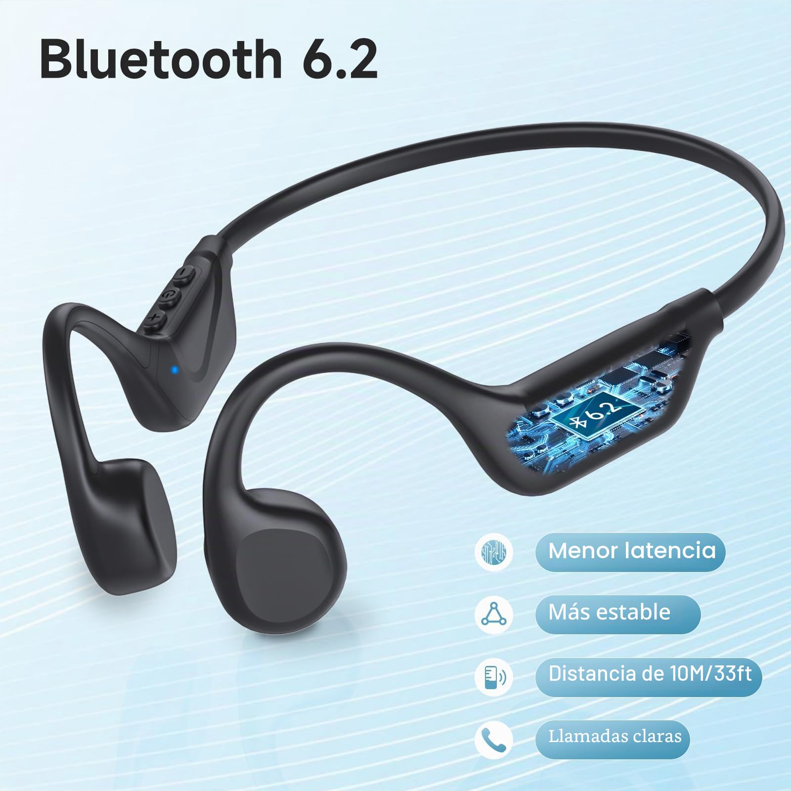 IFECCO Auriculares Conducción Osea Bluetooth 5.4 – Cascos Conduccion Osea Inalambricos con Micrófono,IPX5 Impermeables Deportivos Auriculares Open Ear para Ciclismo Correr Fitness