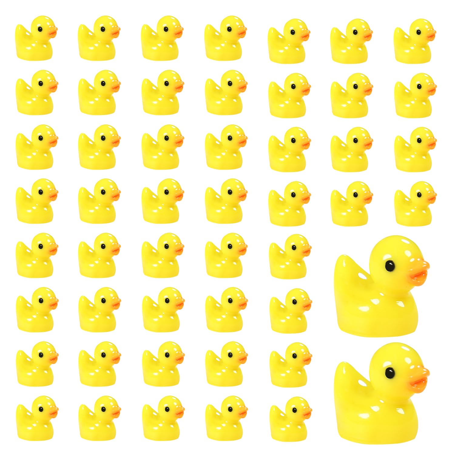 HIXNUG Mini Resin Ducks Figures Yellow Tiny Cute Duck Miniature Duck Figures Ornaments DIY Micro Handwork Crafts Decorations for Christmas Birthday Party Aquarium Garden Dollhouse(100)