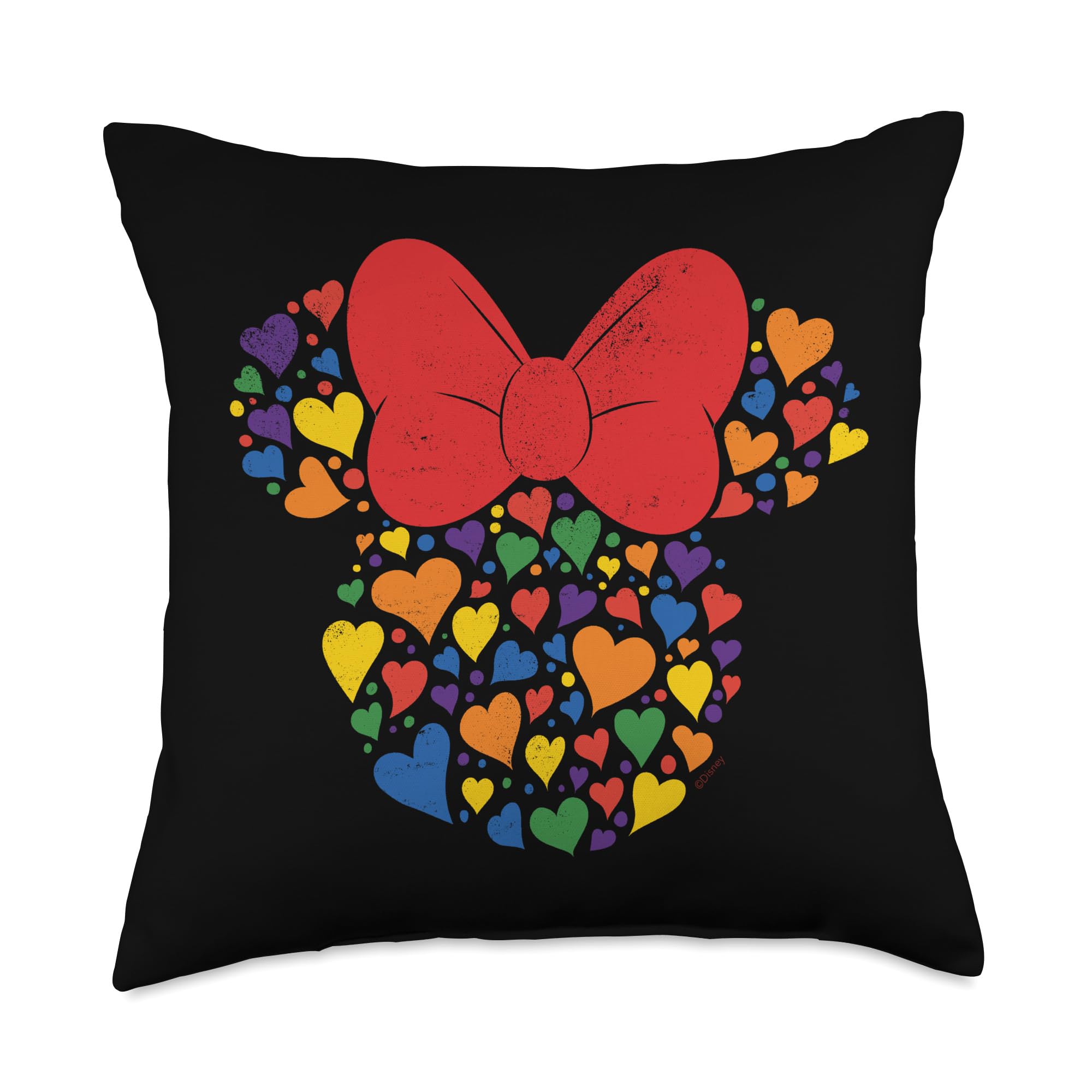 Coussin Disney Minnie Mouse multicolor rétro avec cœurs imprimés déco canapé et chambre enfant