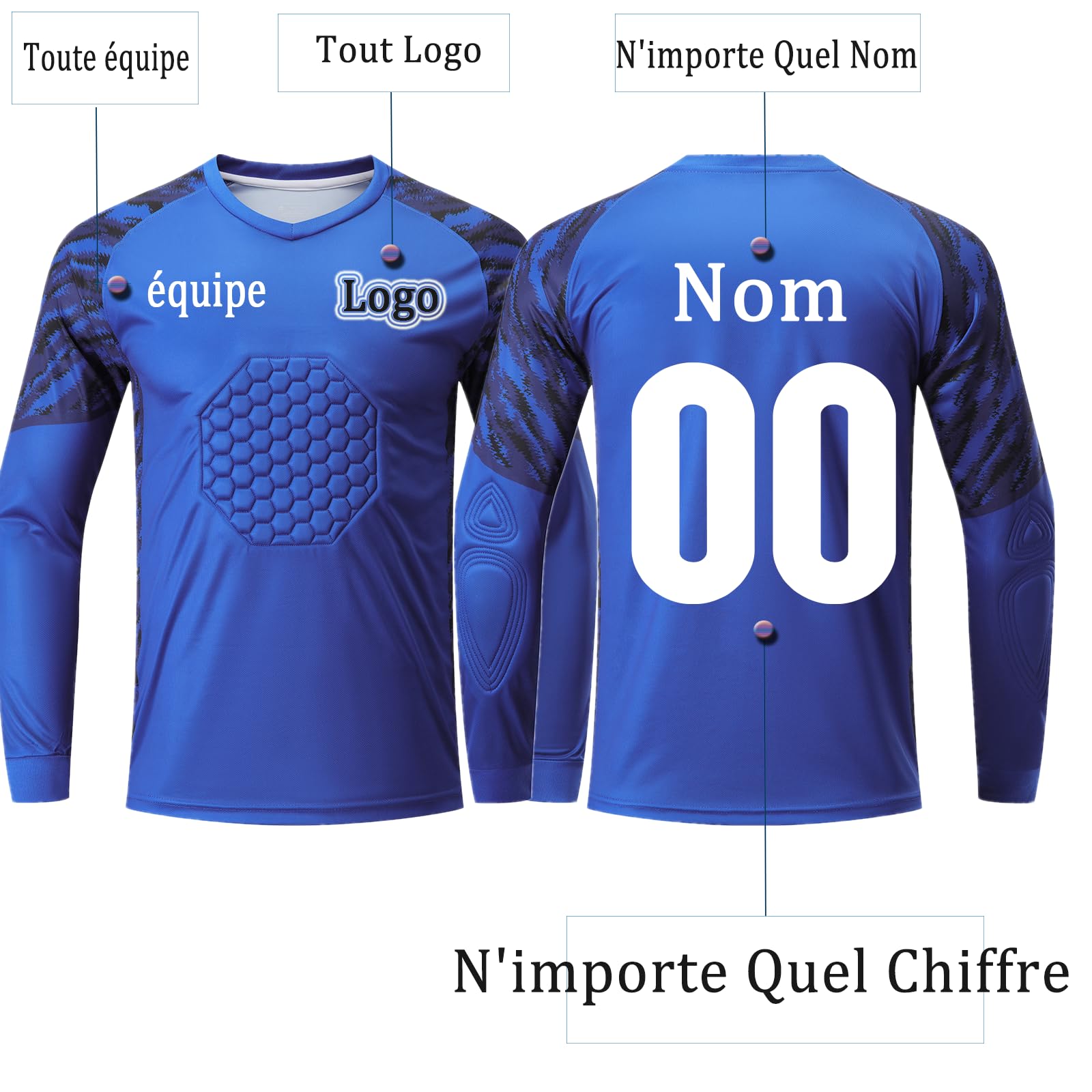 OPUTWDF Tenue Gardien Foot Personnalisé Equipement Gardien Foot Enfant Homme Personnalisable avec Le Logo de l'équipe de Numéro de Nom