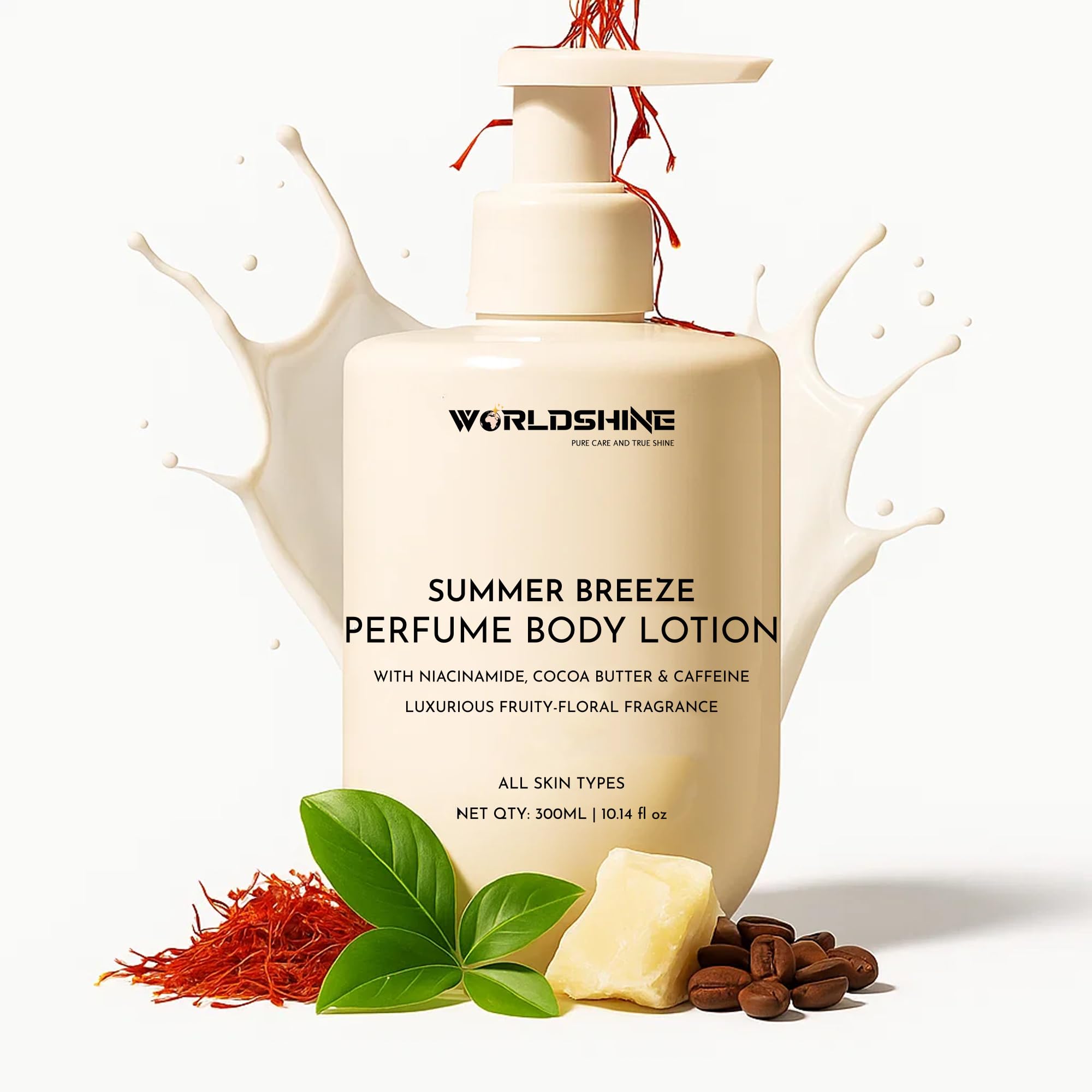 Summer Breeze Perfume Body Lotion | Niacinamide, Cocoa Butter & Caffeine | Fruity-Floral Long Lasting Fragrance | Deep Moisturizing, Soft & Radiant Skin | 300ml-image-19