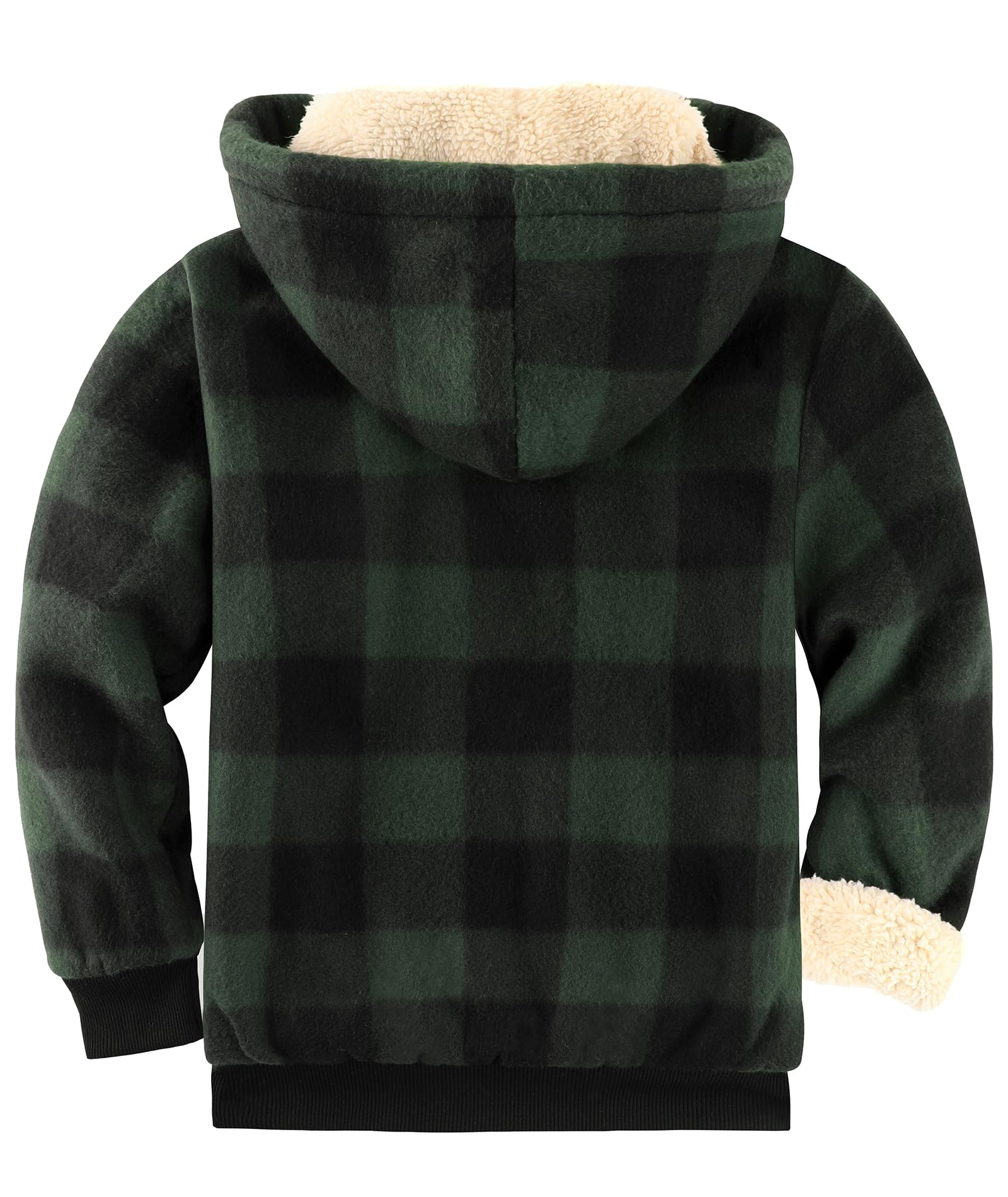 JACKETOWN Fleecejacke Kariert Kinder Sweatjacke Jungen mit Kapuze Gefüttert Kapuzenpullover mit Reißverschluss Winterjacke Dicke Warme Hoodie Jacket S-2XL