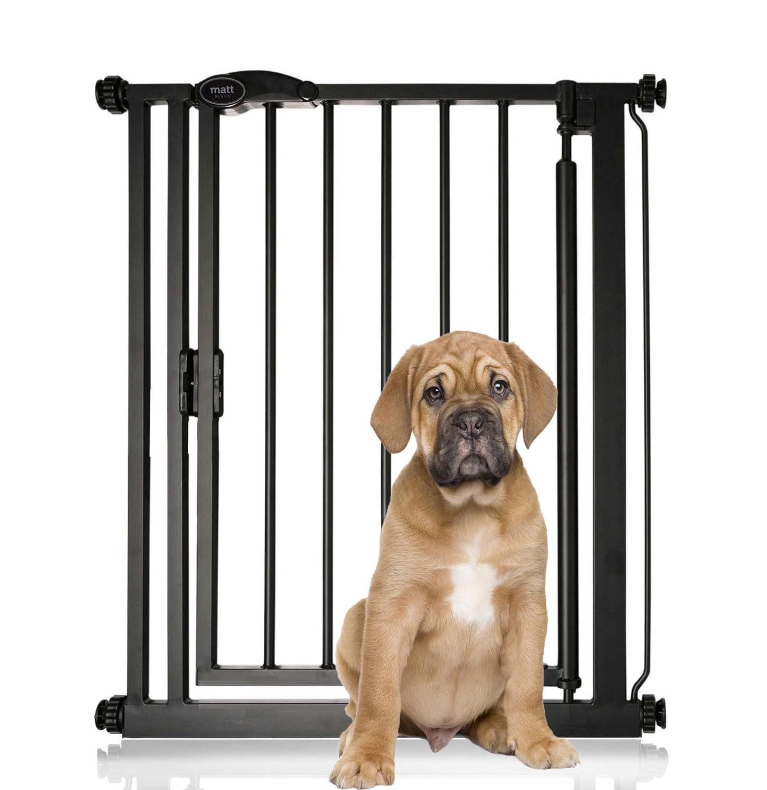 Bettacare Auto Close Pet Gate, 68.5cm - 75cm, Matt Black, Narrow Pressure Fit Stair Gate for Dog & Puppy, Safety Barrier for Narrow Doors Hallways and Spaces, Easy Installation