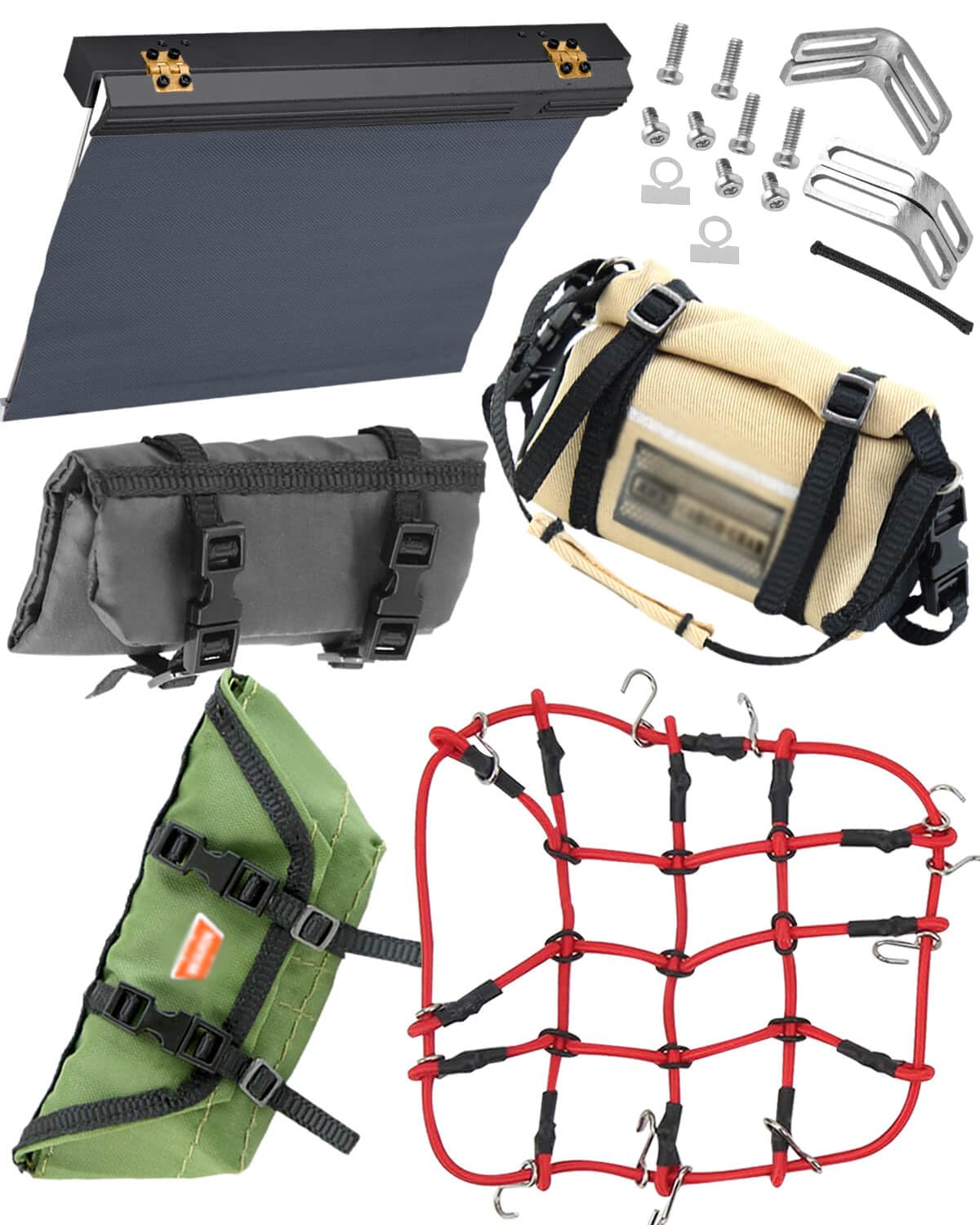 hopsupRC for 1/18 TRX4M 1/24 SCX24 RC Crawler Accessories,Crawler Car RC Awning Decoration Simulation Decoration Mini Luggage Net/Simulation