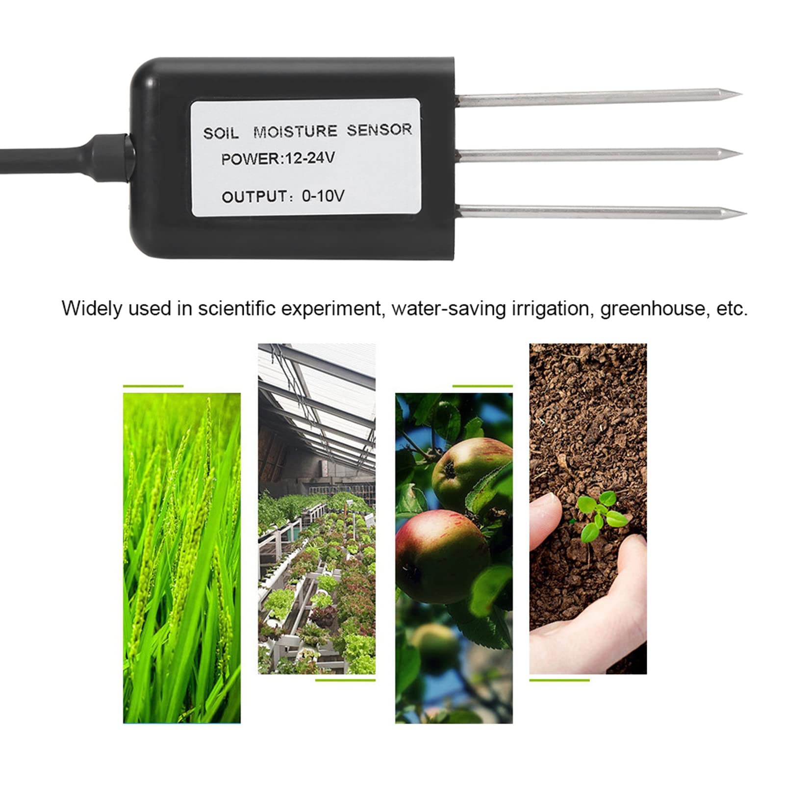 Jiawu 0-10V Bodenfeuchtigkeitstemperatursensor, IP68 Edelstahlsonde, for