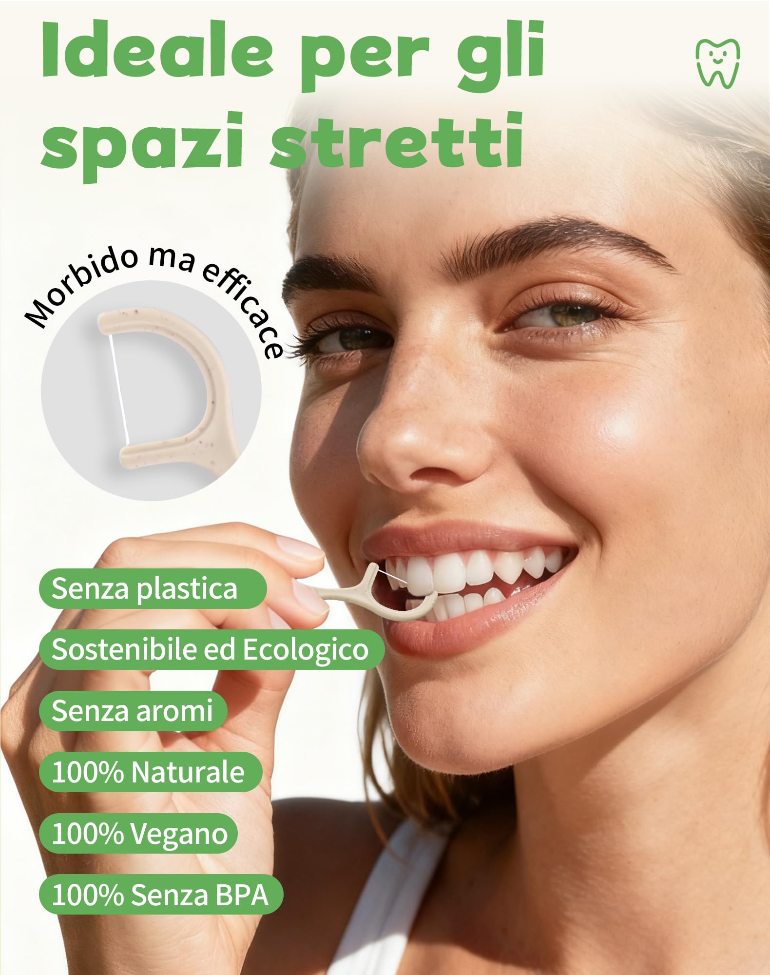 300x filo interdentale ecologico archetti filo interdentale senza plastica forcelle interdentali biologico Bastoncini filo interdentale in Mais e paglia naturale dental floss picks (6x50)