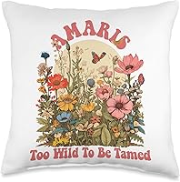 Vista 1 de Wildflower Gift For Women Gift For AMARIS Linda almohada retro con nombre Amaris de flores silvestres para niñas, 16 x 16 pulgadas, multicolor