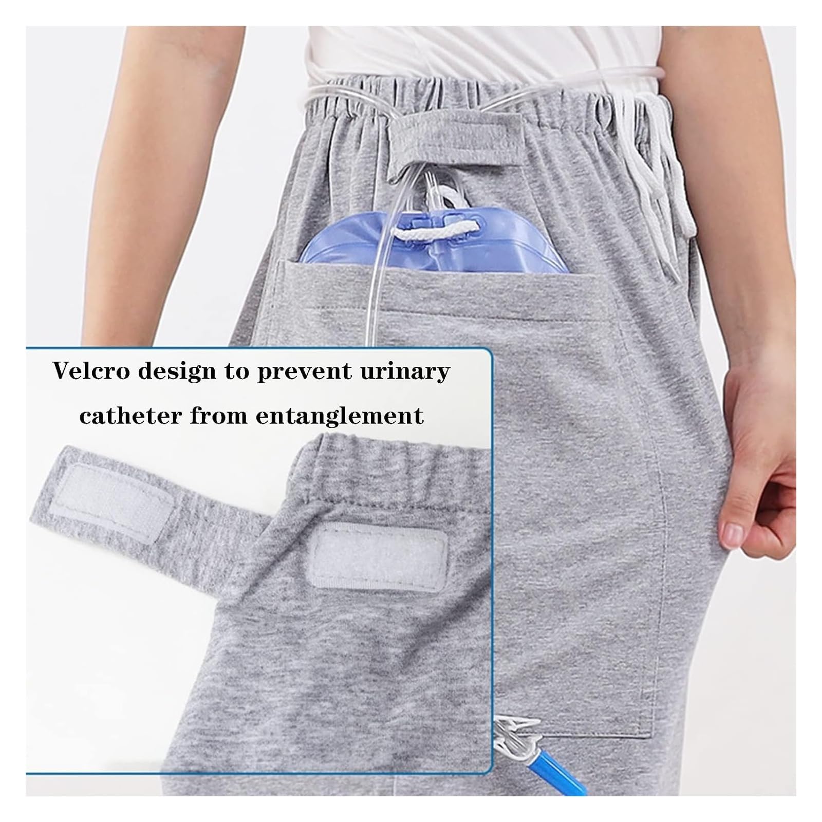 Catetere esterno for uomo, pantaloni con sacca gamba con catetere, biancheria intima, abbigliamento quotidiano anziani, biancheria intima, borsa urostomia adatta con sacca 2000 ml,(XL)