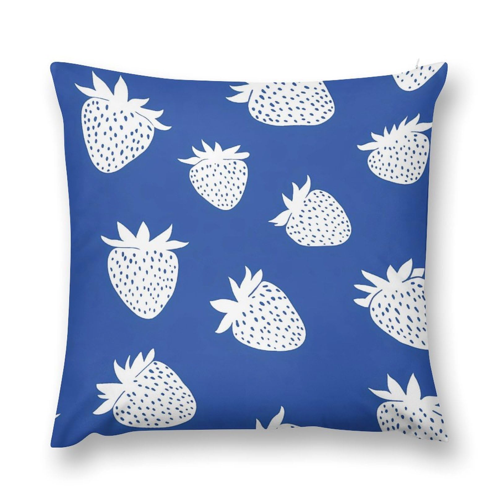 White Strawberry Decorative Throw Pillow Covers Plush Cushion Protect Case for Sofa Bedroom 24 