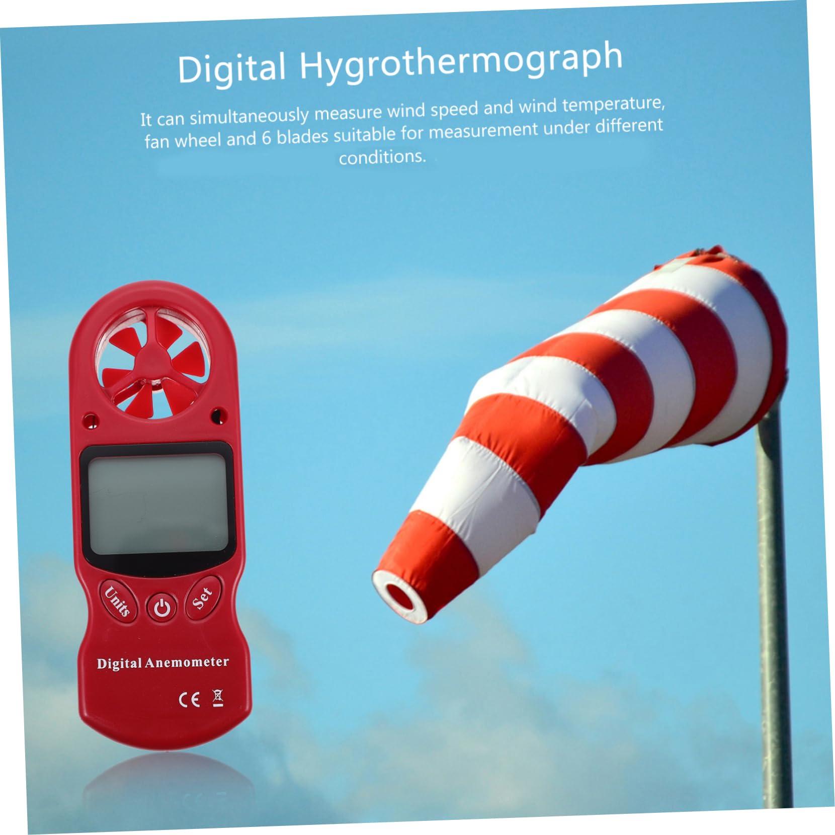 TOPBATHY Anemómetro Digital Portátil Mini, Termómetro E Higrómetro de Mano, Medición de Temperatura y Humedad, para Taller y Uso Industrial