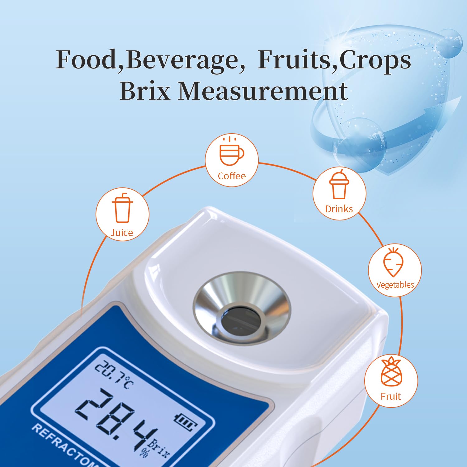MADSUR Réfractomètre numérique Brix mètre de sucre Gamme 0-35% Compensation automatique de la température et ± 0,1% Précision, Parfait pour les fruits, jus, légumes, boissons et café...