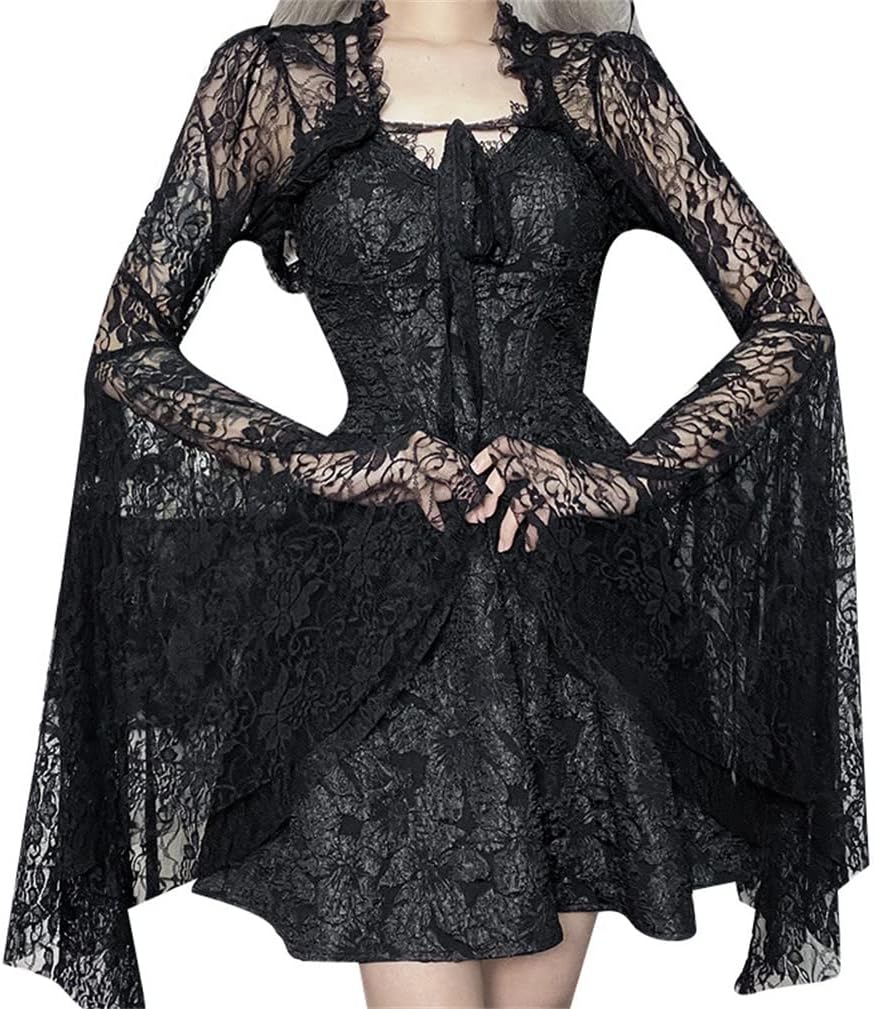 Goth Shrug Black Gothic Victorian Shrugs Crop Top For Women