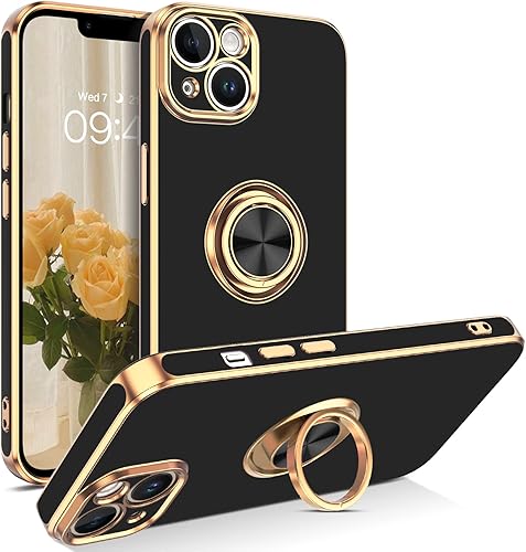 VENINGO Funda para iPhone 14, funda para iPhone 14, ajuste delgado, suave soporte de anillo de 360 con base, compatible con soporte magnético para