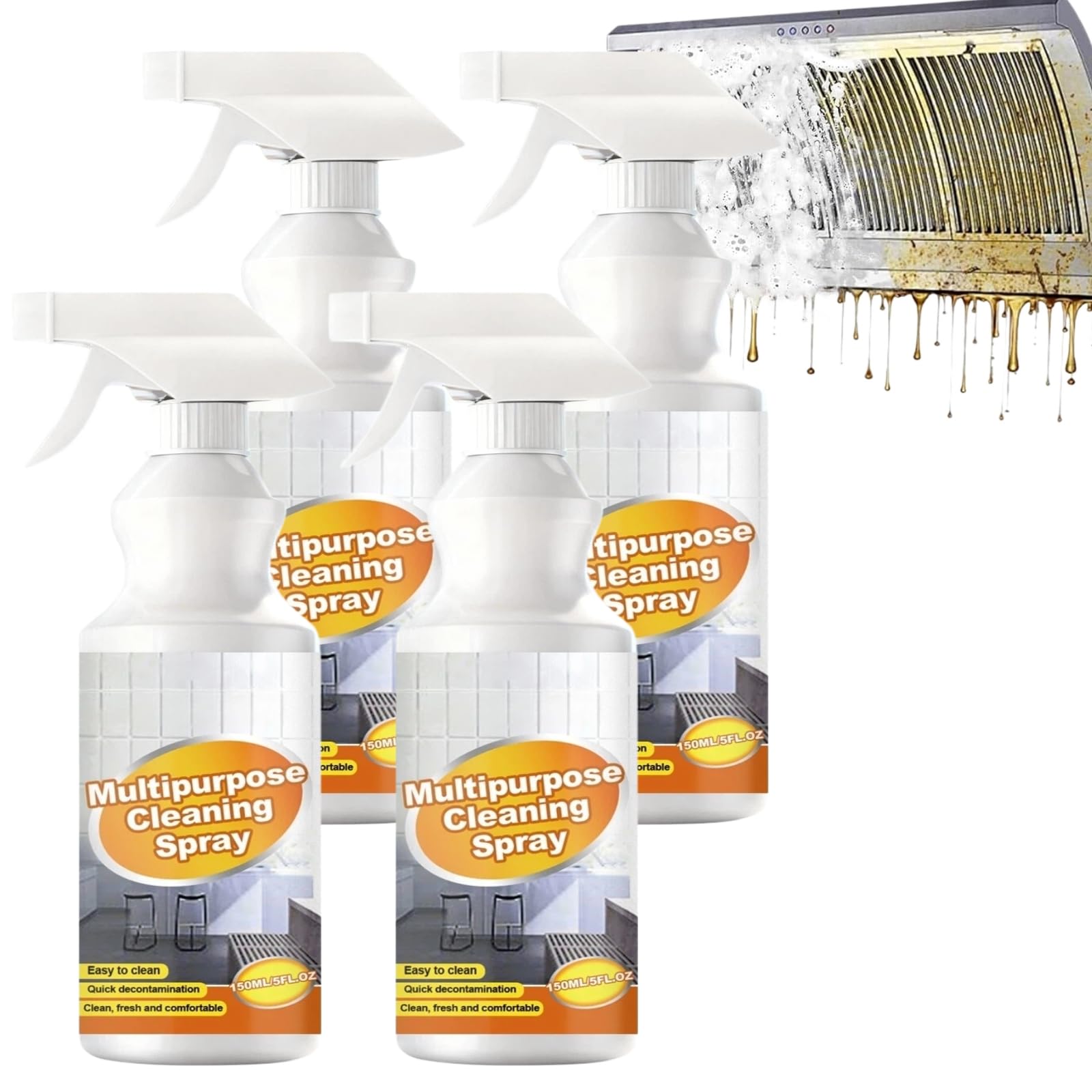 Mehrzweck-Küchenreiniger-Spray für Öfen und Haushaltsgeräte, starker Ölentferner und Entfetter für Arbeitsplatten, kraftvoller Haushalts-Schaumreiniger für Mikrowellen, schonend Oberflächen (4pcs)