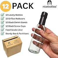 Vista 2 de nicebottles Botellas de salsa picante con tapas negras y bandas retráctiles, 5 onzas, paquete de 12