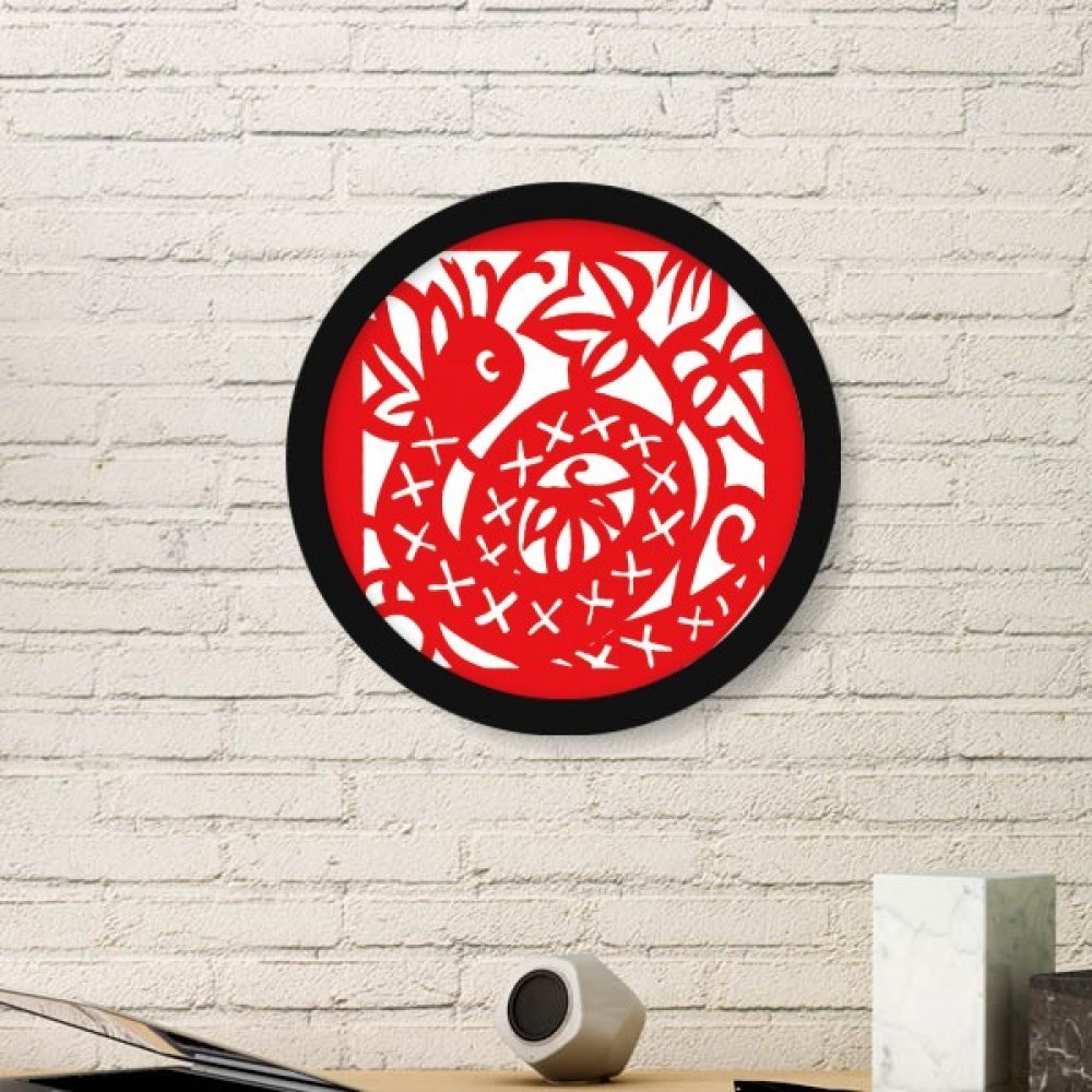 Cadre en bois zodiaque chinois serpent avec peinture d'art noir large