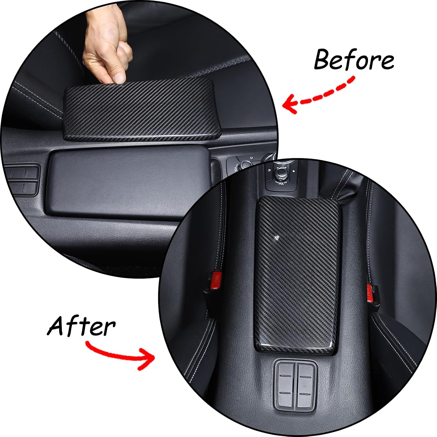 Real Carbon Fiber Car Center Control Armrest Box Storage Box Cover Decorative Panel Compatible with Mazda MX-5 ND Fiat Abarth 124 2016-2025+ (Black Carbon Fiber)