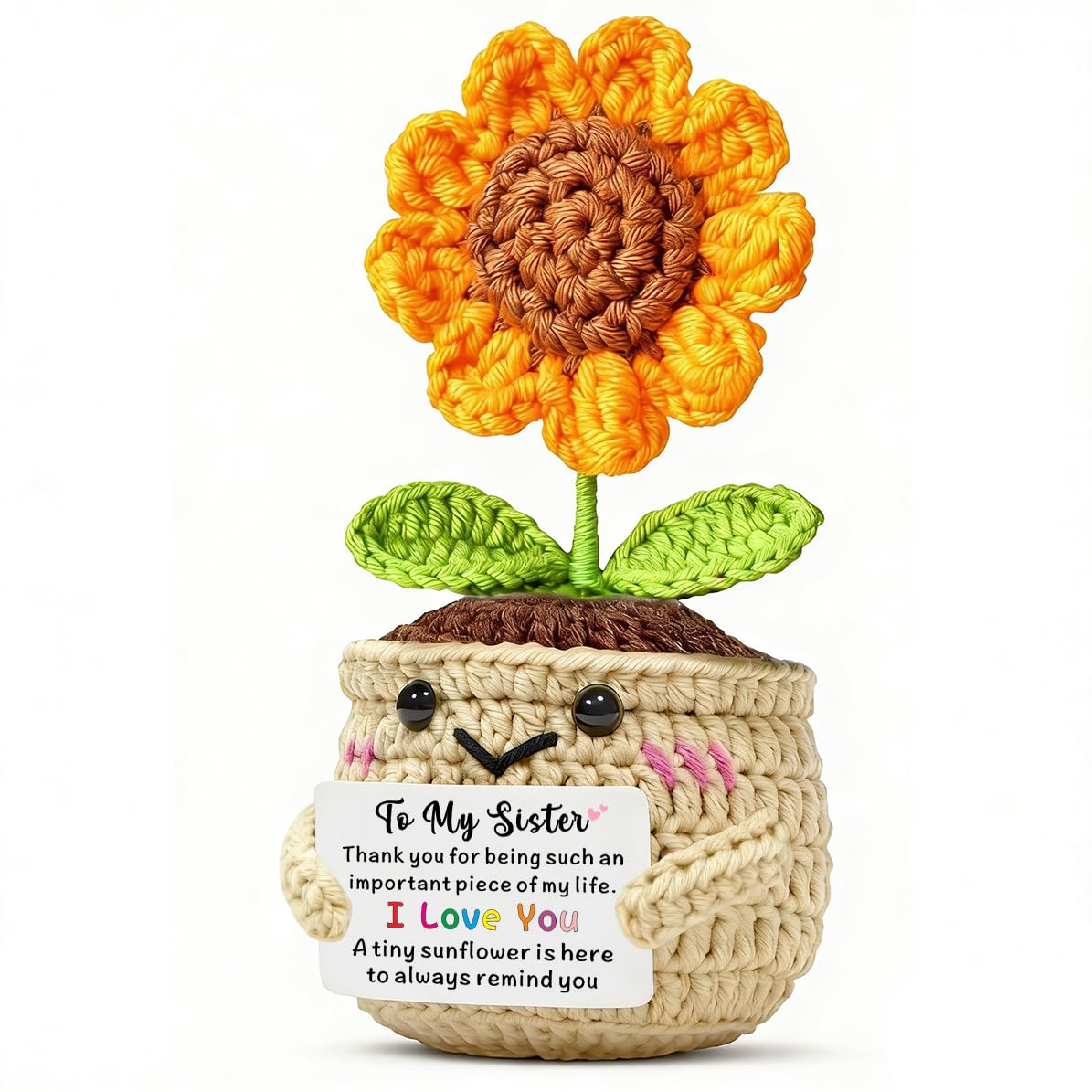 JMIMO Sister Gifts Christmas Graduation Mothers Day Birthday Handmade Sunflower Crochet Gifts for Sister From Sisters